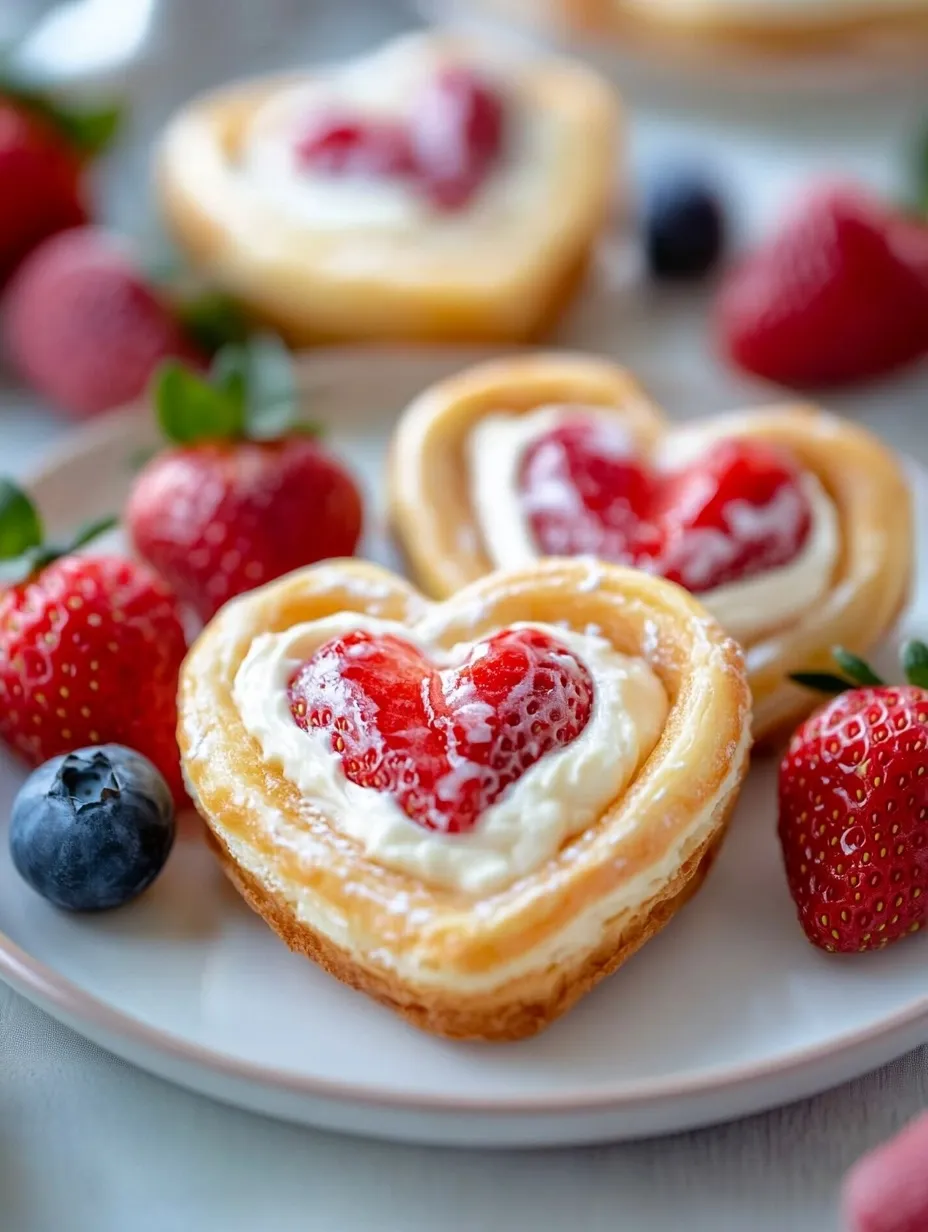 Hojaldres de fresa y queso: sorpresa dulce en forma de corazón