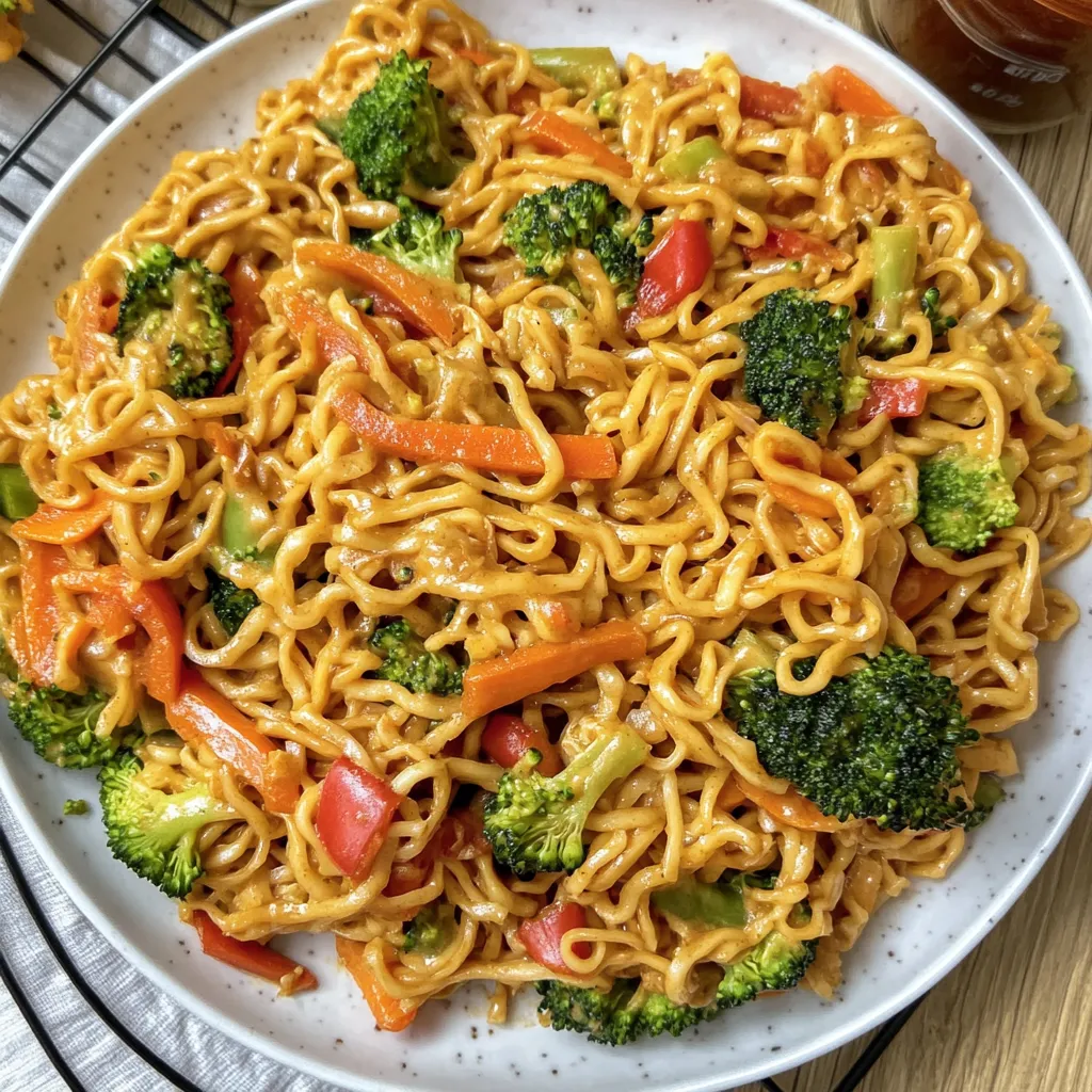 Fideos con cacahuate y vegetales