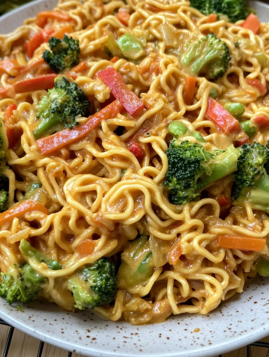 Fideos Mie con salsa de cacahuate y verduras