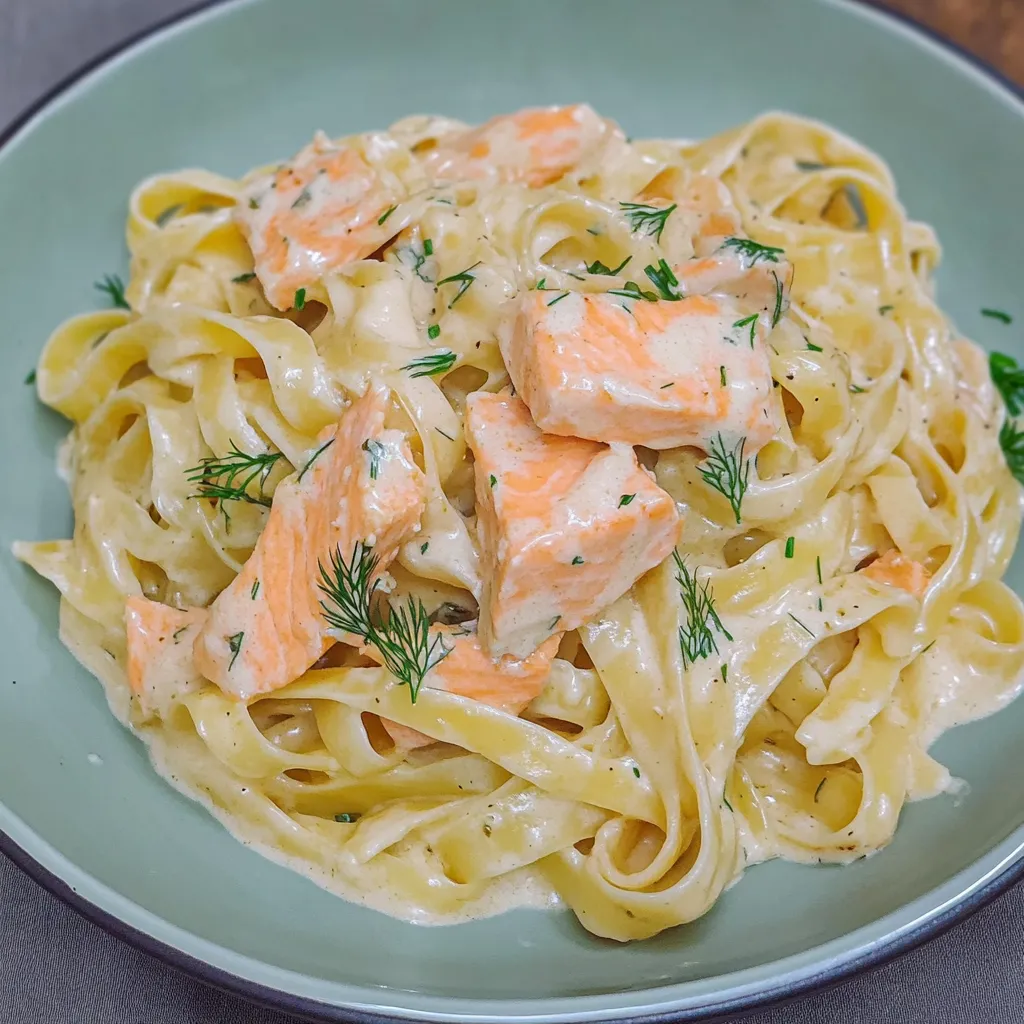 Pasta cremosa con salmón