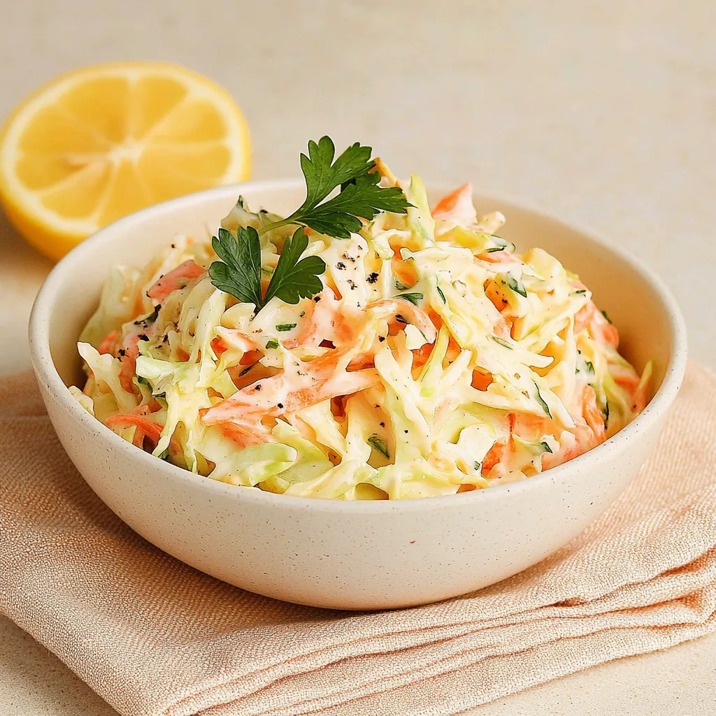 Ensalada de col cremosa, crujiente y perfecta como guarnición