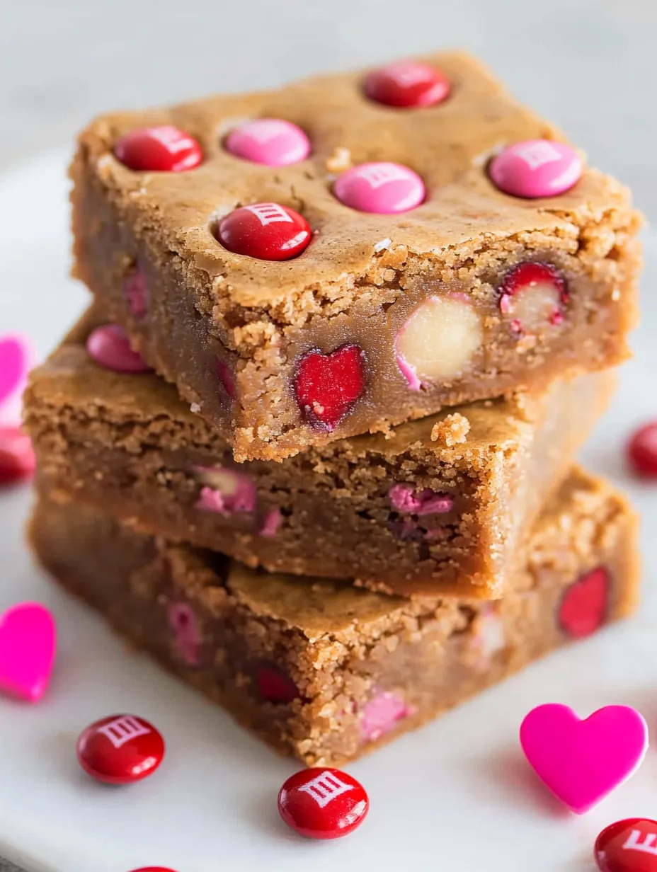 Blondies de Cacahuate con Lacasitos para San Valentín