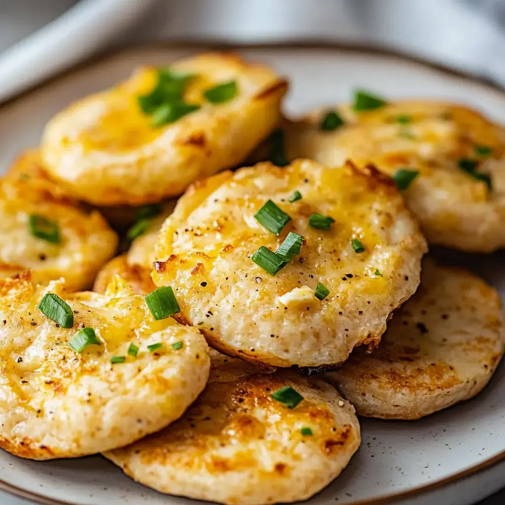 Un plato de muffins dorados con toques de cebollín.