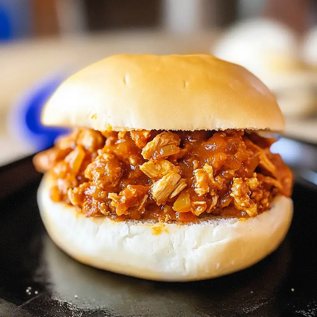 Un primer plano de un sándwich relleno con una sabrosa mezcla de carne y salsa, dentro de un pan suave.