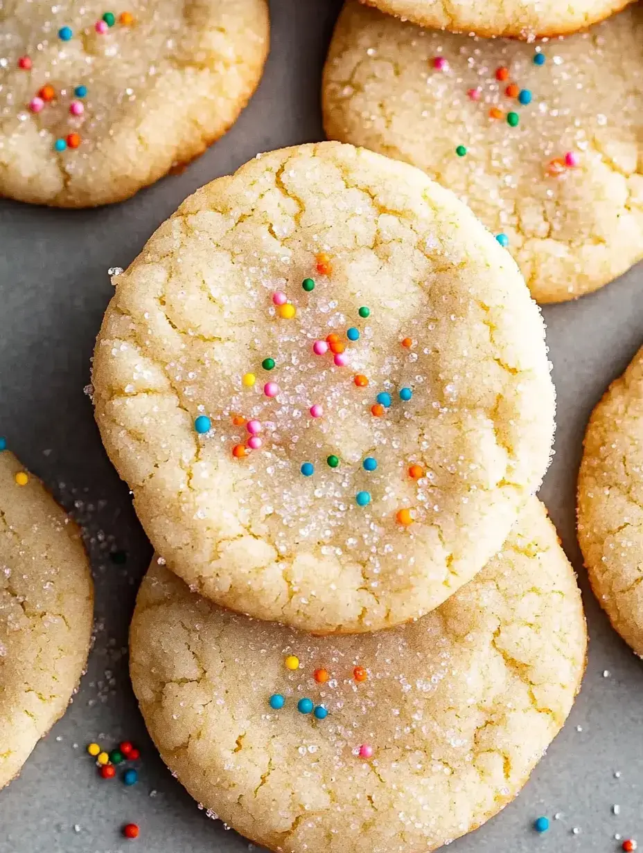 Galletas de azúcar redondas y suaves espolvoreadas con confites de colores y azúcar gruesa.
