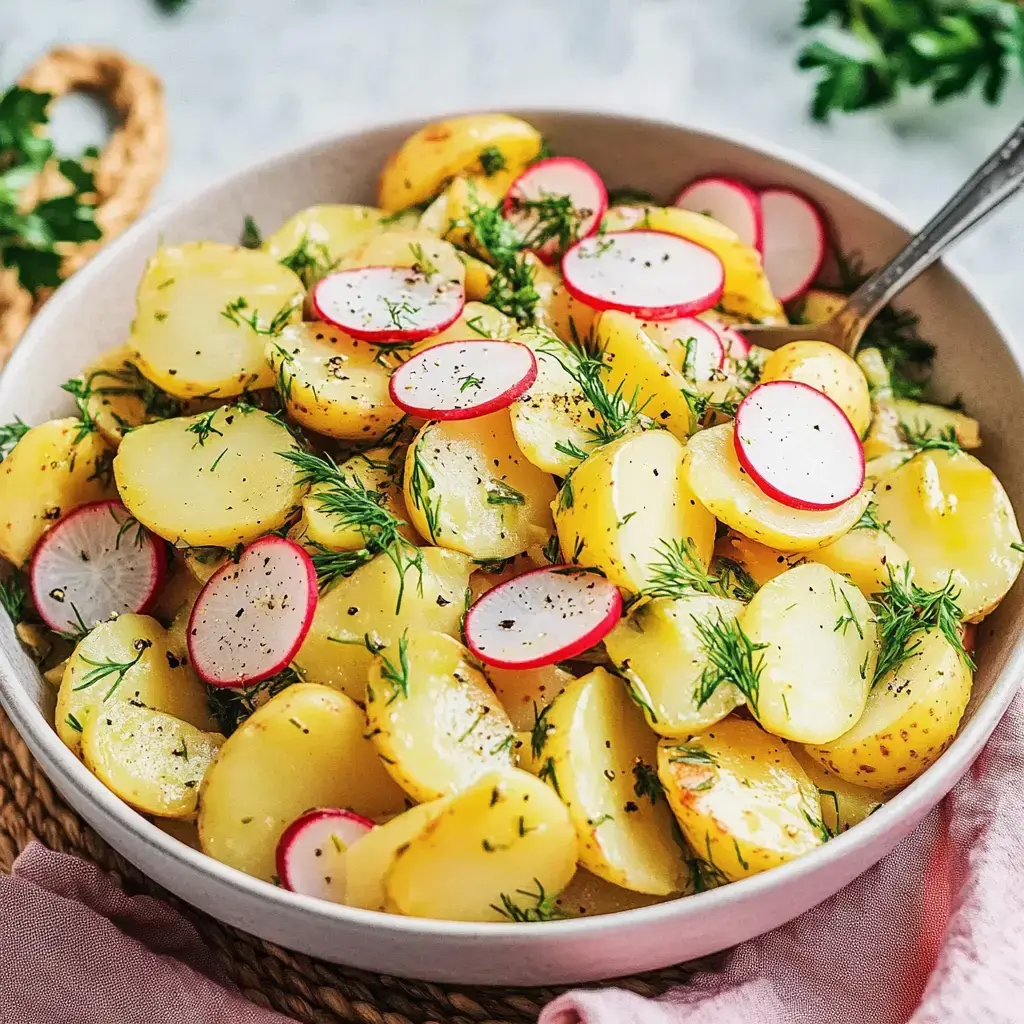 Ensalada colorida con rábanos y hierbas en un tazón.