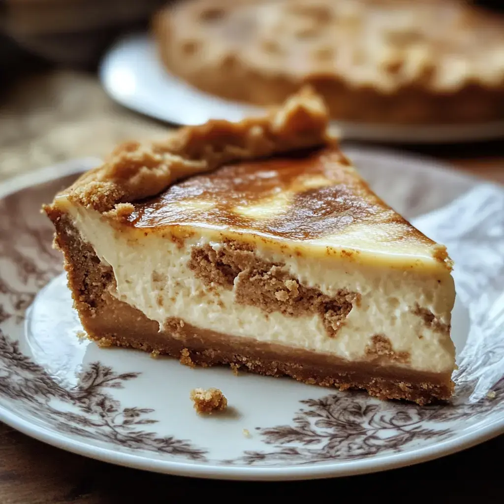 Porción de pastel con base de galleta y relleno suave servido en un plato bonito.
