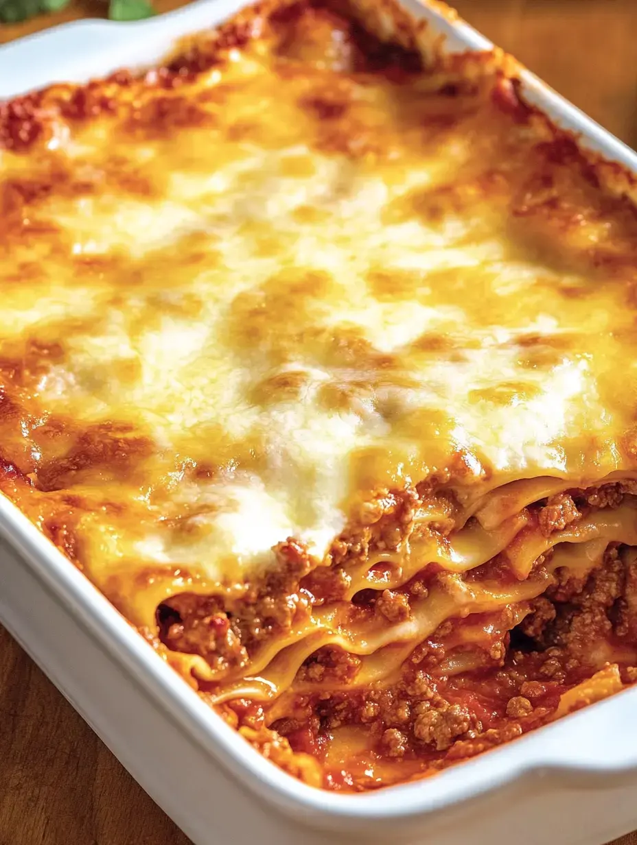 Una lasaña irresistible con capa dorada de queso fundido y una salsa de carne súper jugosa.