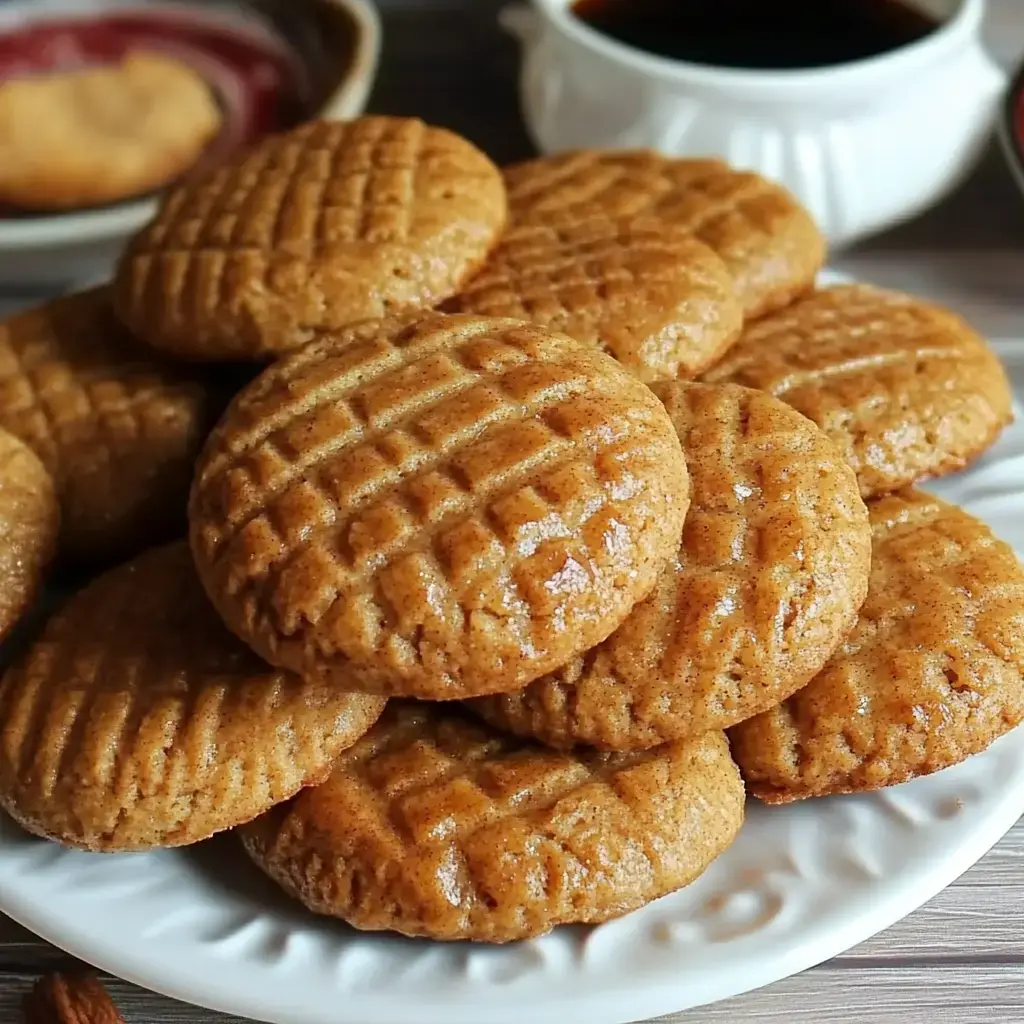 Un plato con galletas recién hechas y doraditas, con dibujito en la corteza.