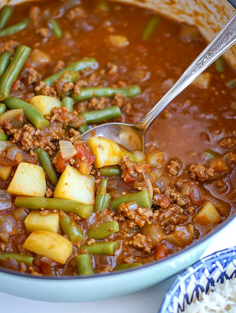 Sartén de judías verdes con patatas y carne picada – Simple y sustancioso