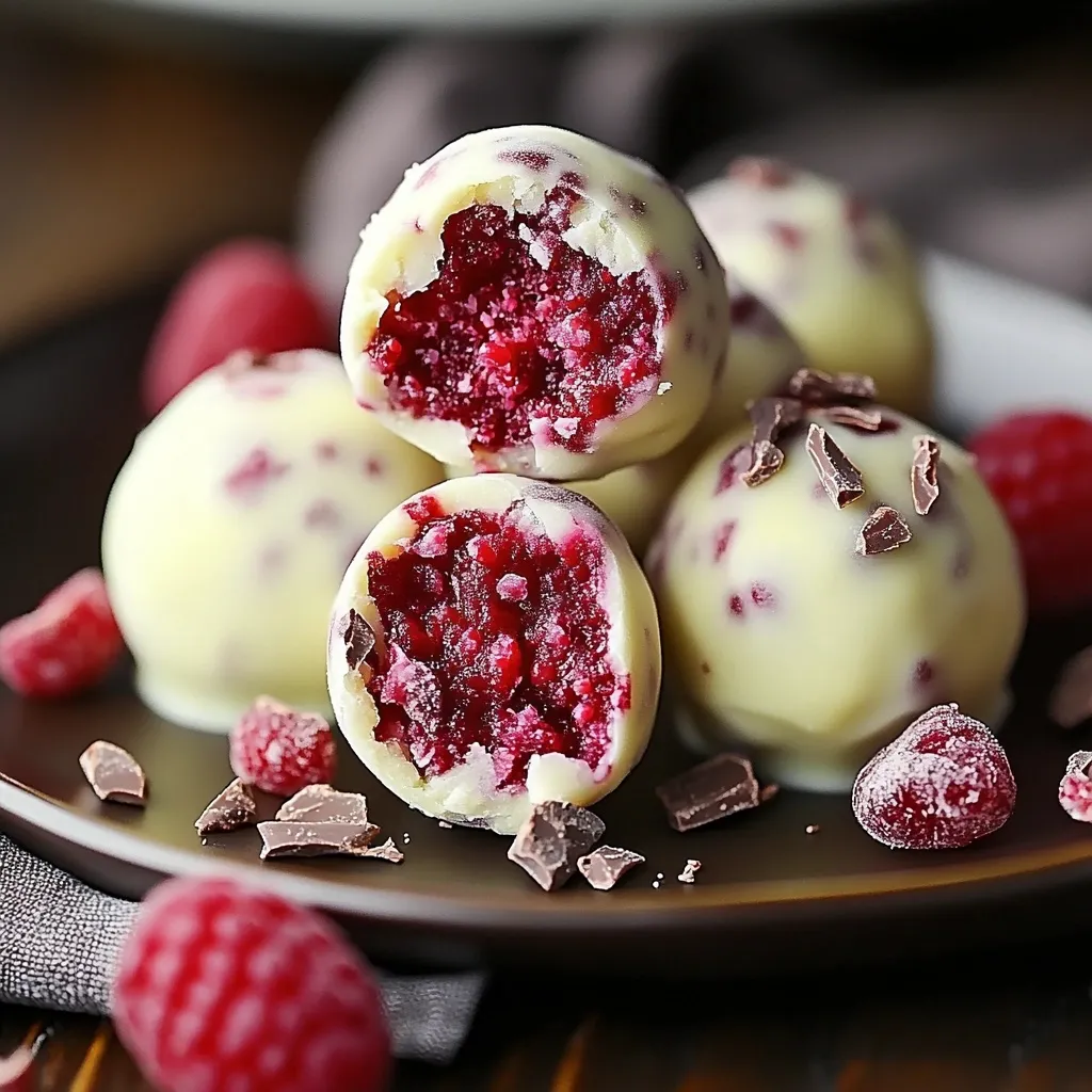 Fáciles bolas de chocolate blanco con frambuesa