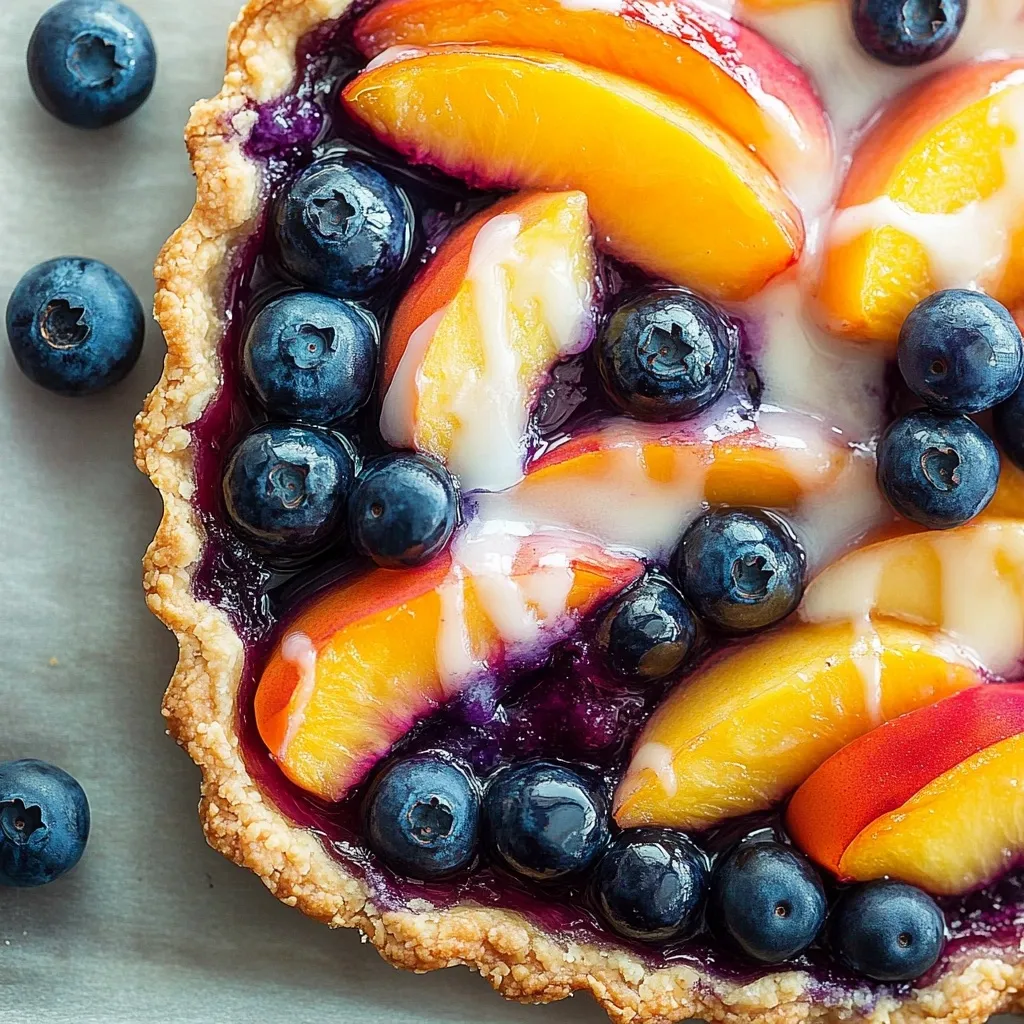 Tarta de Arándanos y Durazno con Glaseado de Vainilla