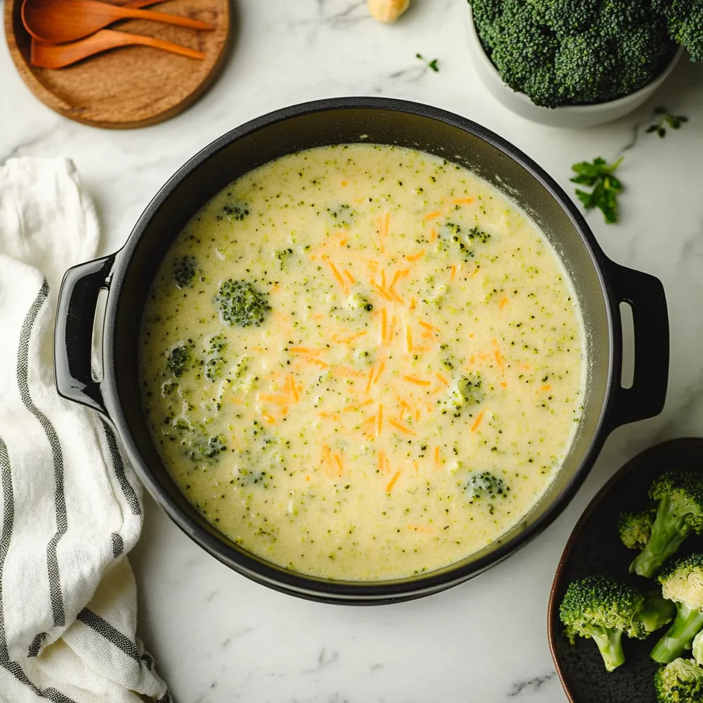 Crema de brócoli y queso alta en proteína