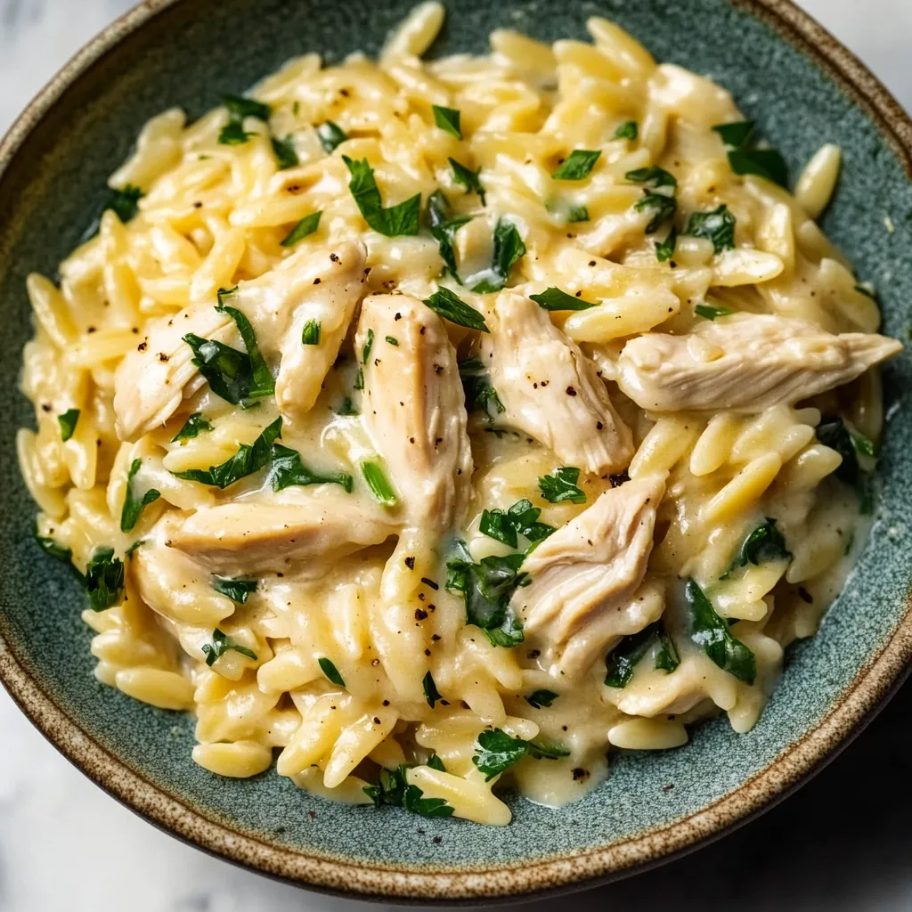 Orzo cremoso con pollo