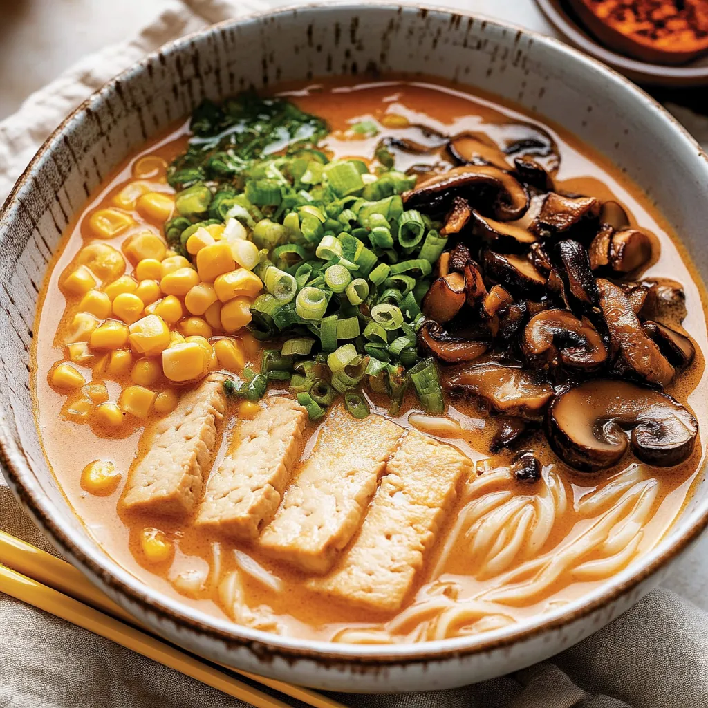 Ramen vegano picante y cremoso