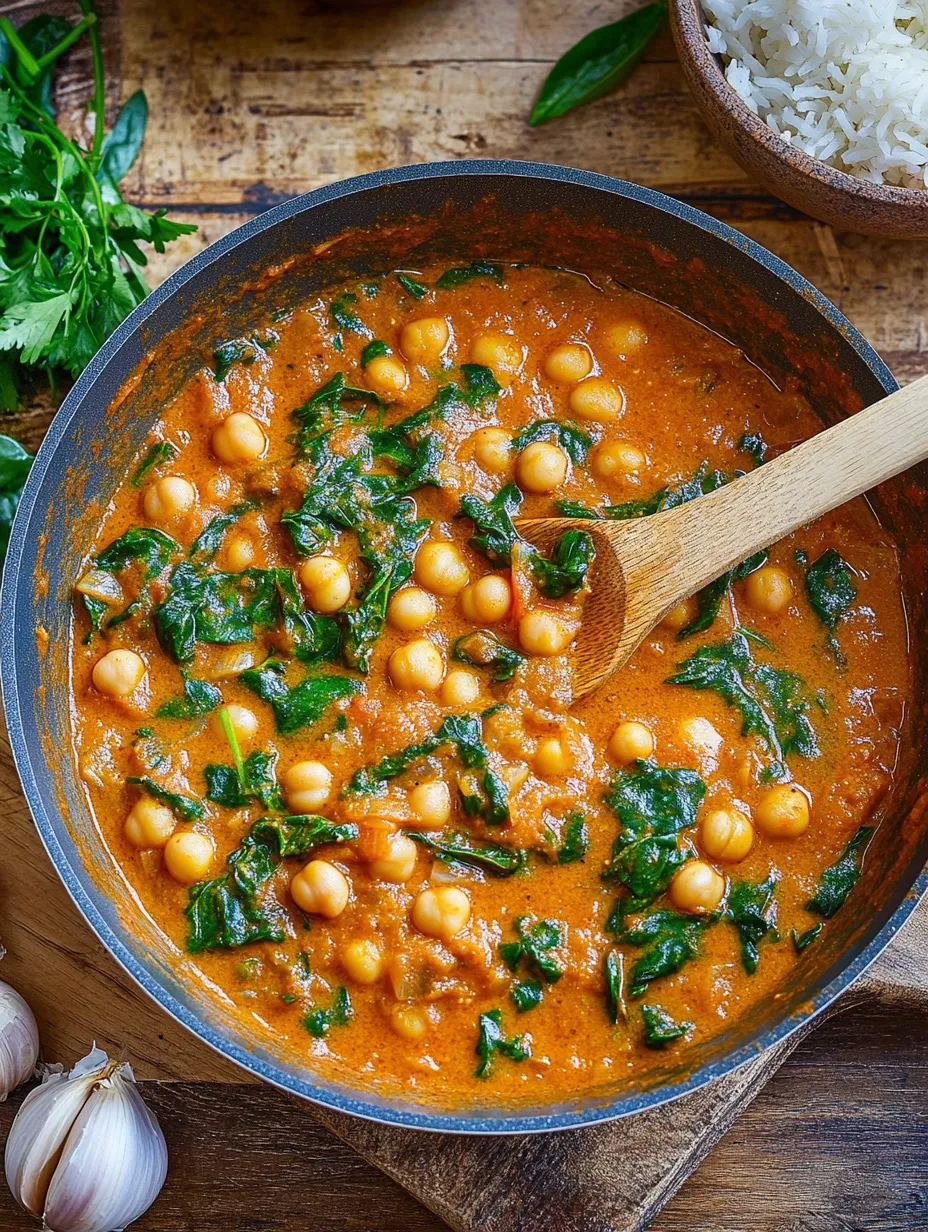 Curry cremoso de garbanzos con espinacas – Sencillo y delicioso