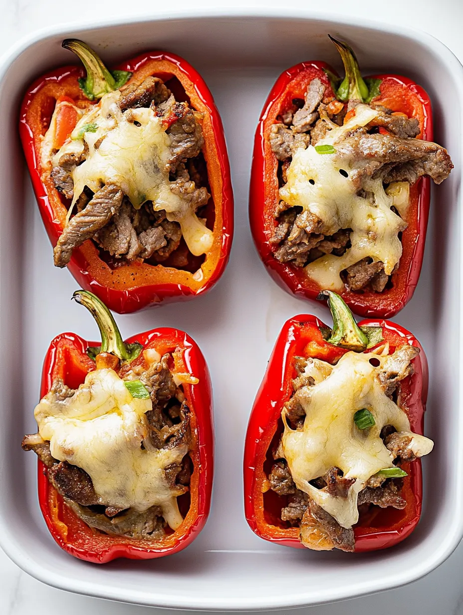 Pimientos rellenos de carne con queso