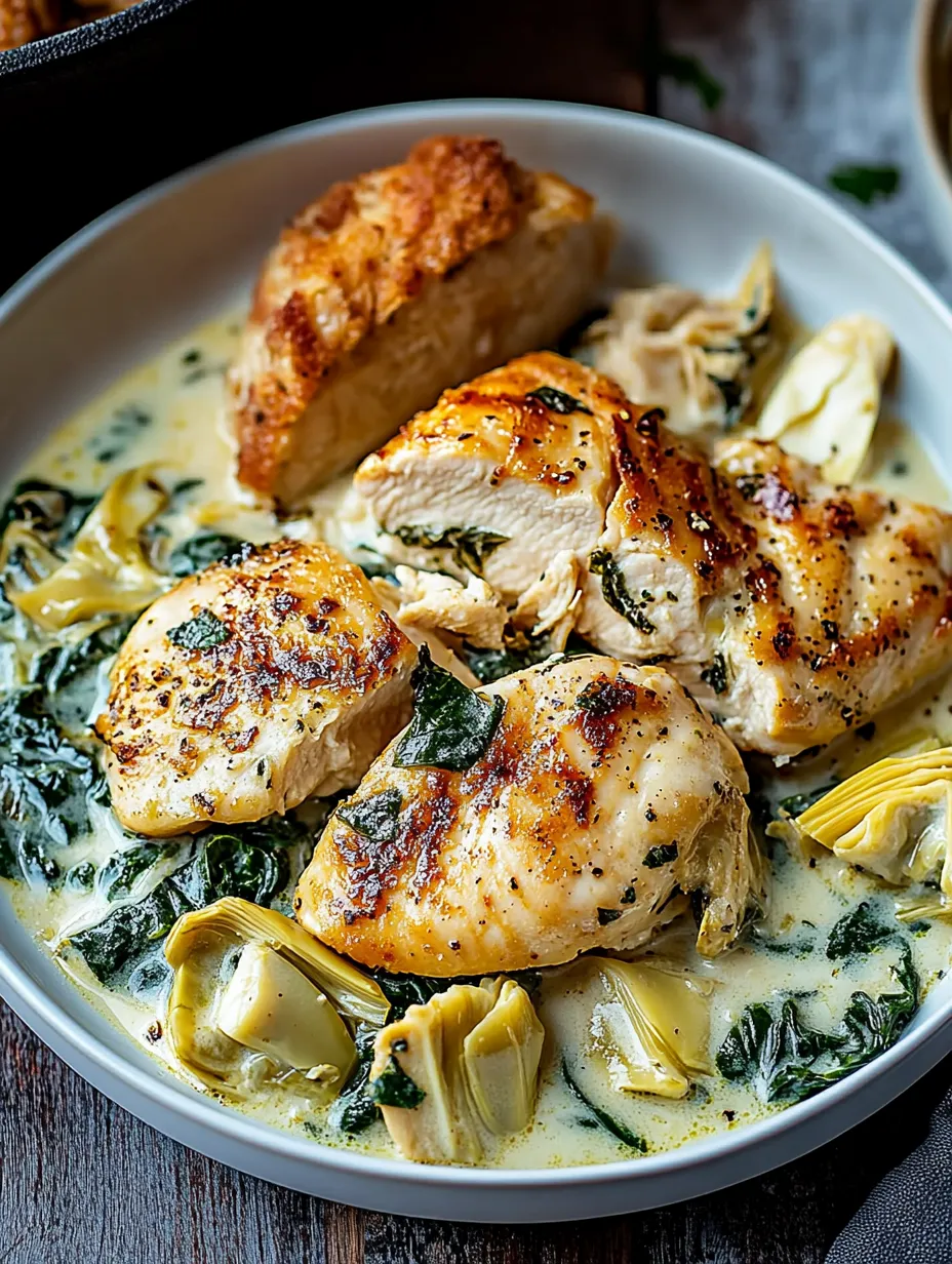 Pollo con Espinaca y Alcachofa Fácil