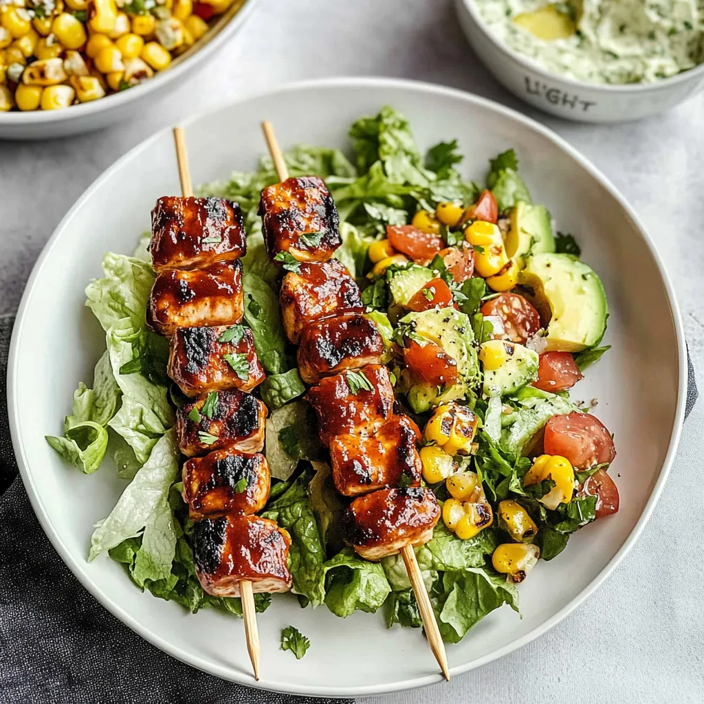 Ensalada de Brochetas de Pollo BBQ Casera