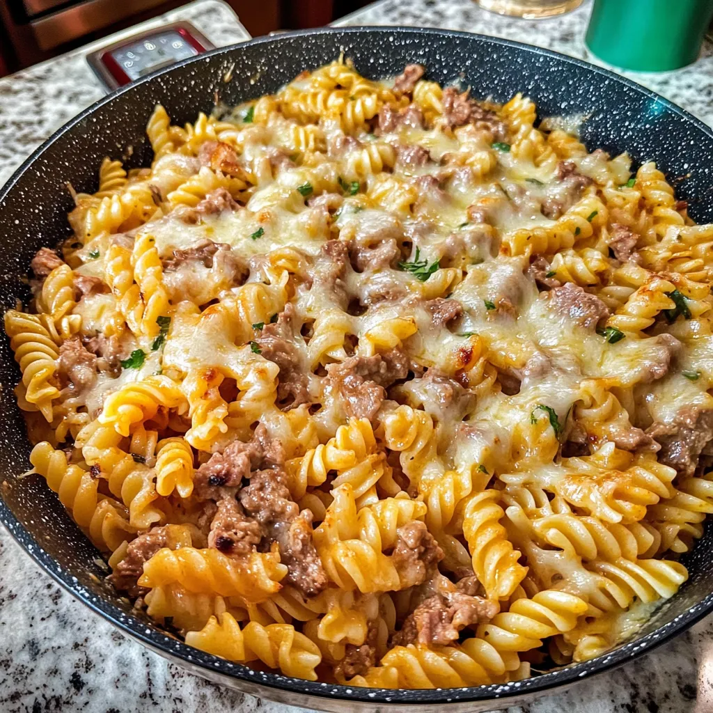 Pasta Philly con Queso y Carne