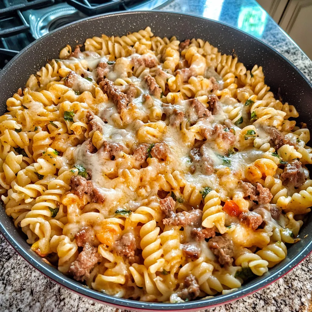 Pasta fácil estilo Philly con Queso