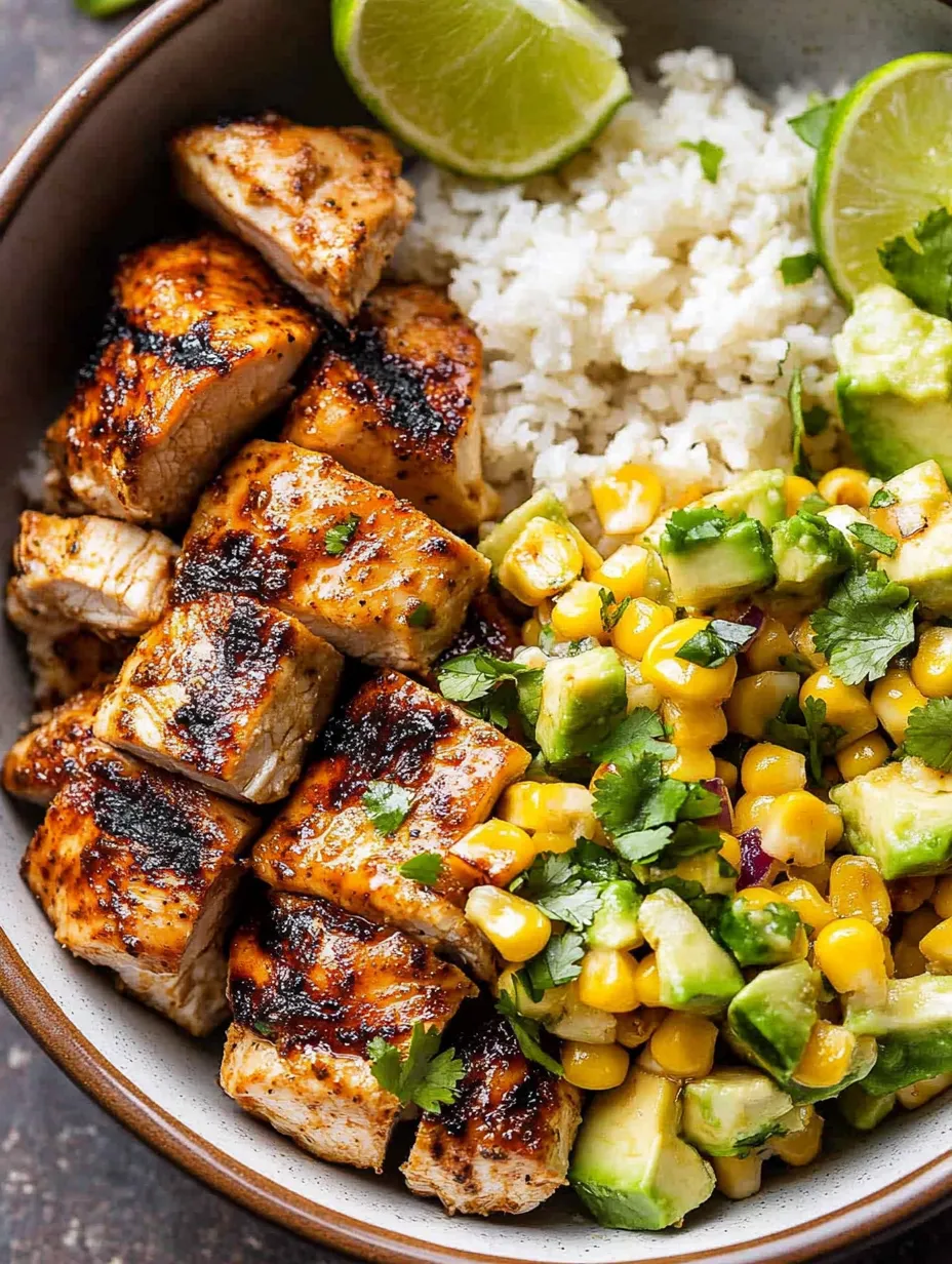 Tazones Sencillos de Arroz con Pollo y Chipotle a la Miel