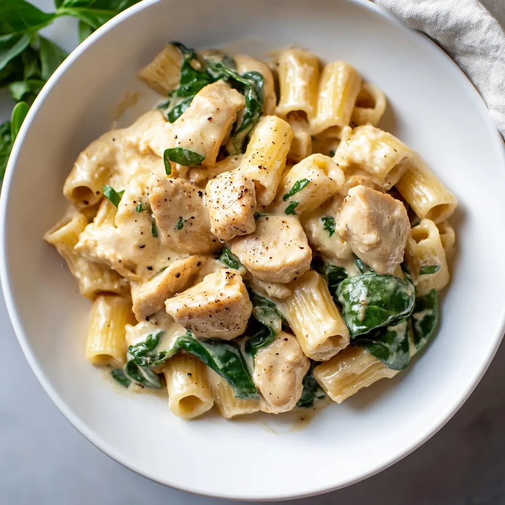 Pasta con Pollo y Espinacas