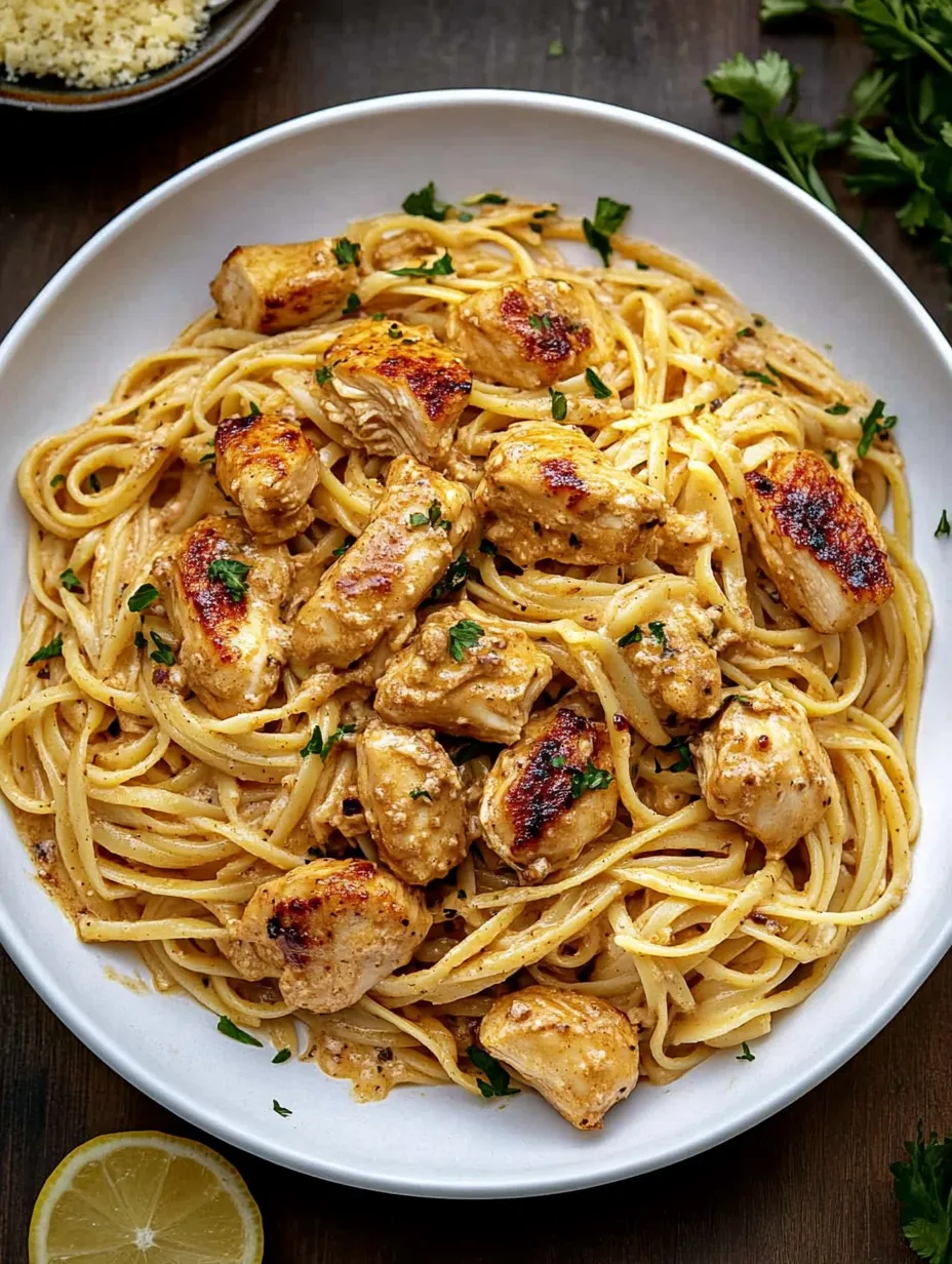 Linguini con Mantequilla y Pollo Picante