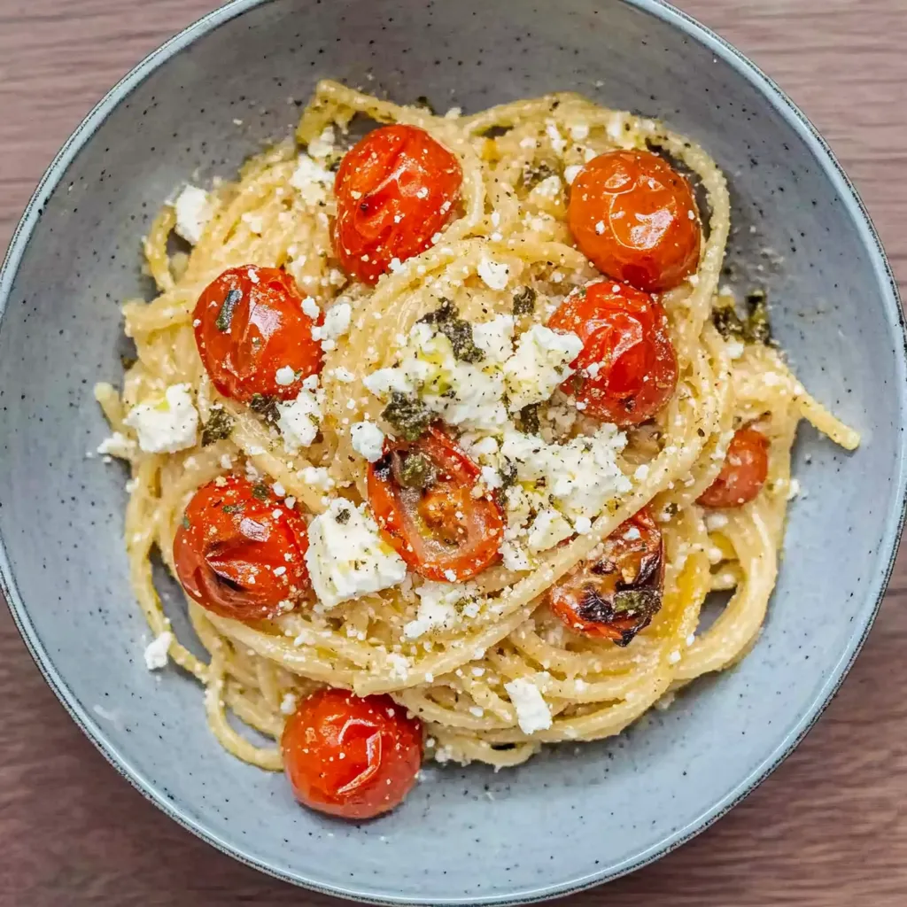 Pasta Feta cremosa con tomate al horno