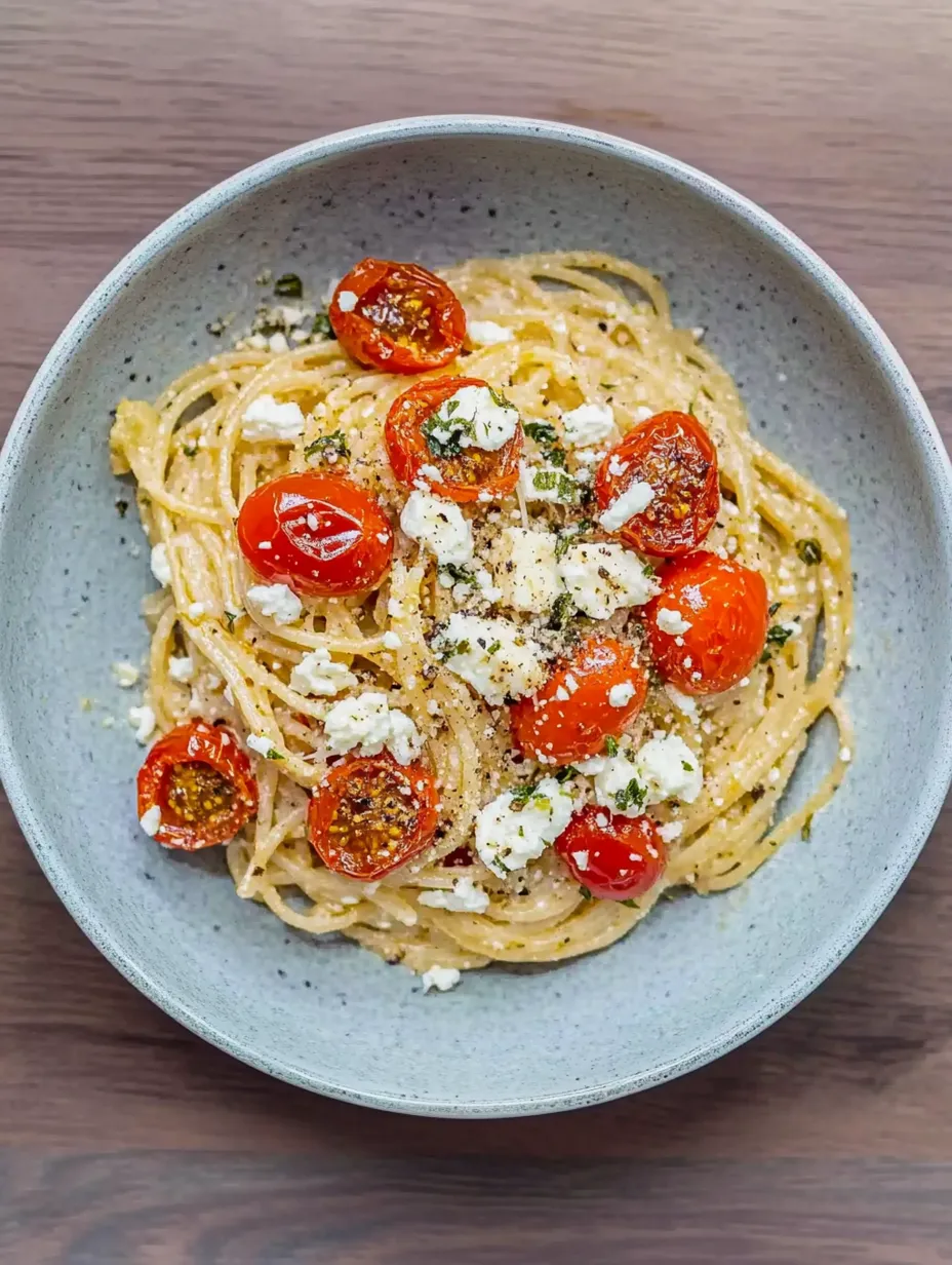 Pasta con feta al horno – Espaguetis cremosos con tomates en una cazuela
