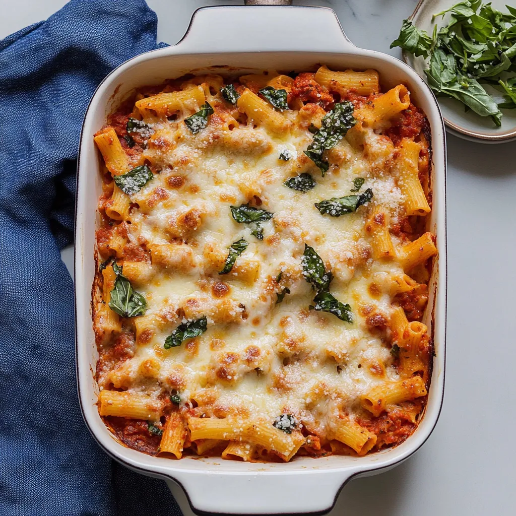 Delicioso ziti sin carne