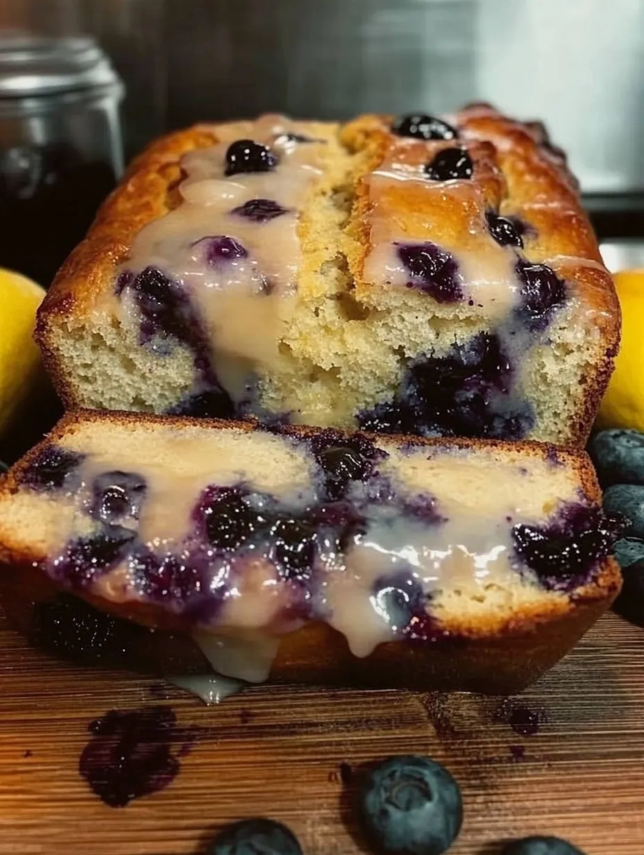 Dulce pan de limón con arándanos
