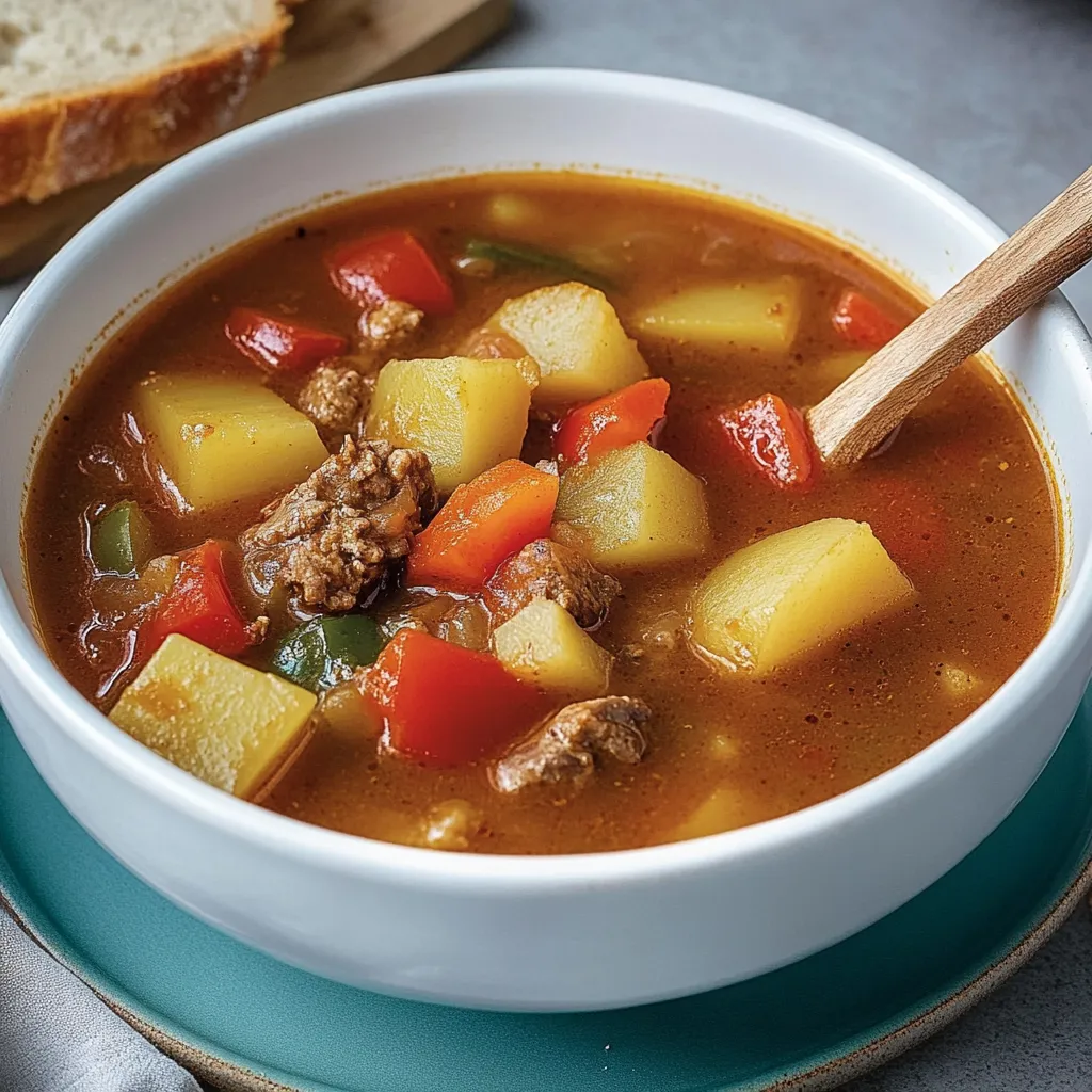 Sopa húngara con papas y carne