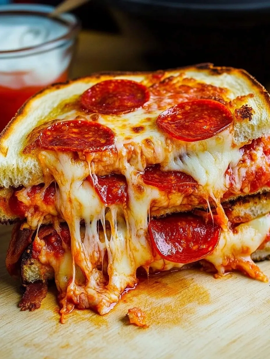 Sándwich caliente estilo pizza de pepperoni