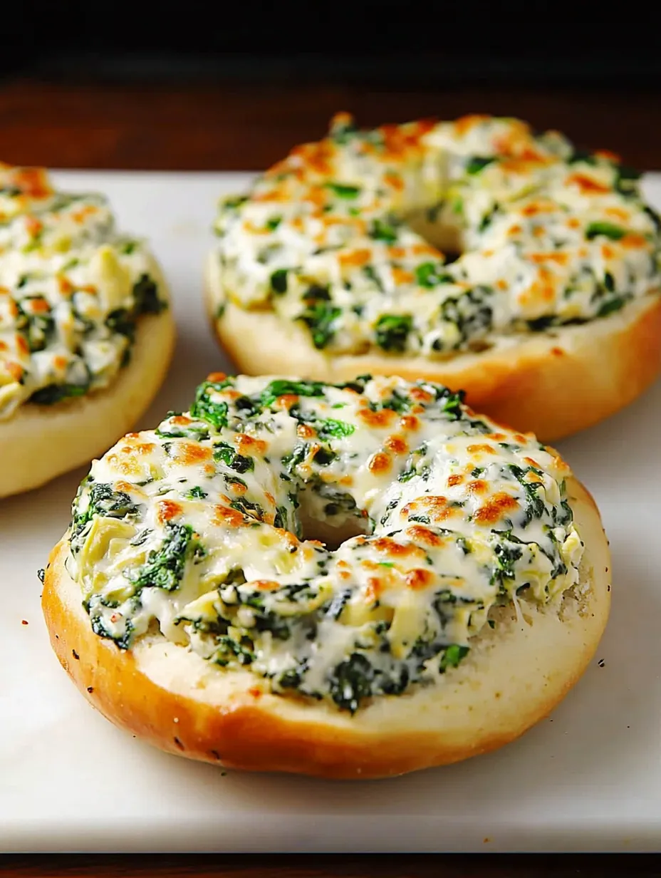 Bagels de Espinaca y Alcachofa con Queso Fundido