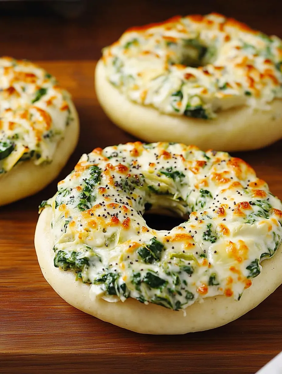Bagels de Queso y Espinaca Súper Fáciles