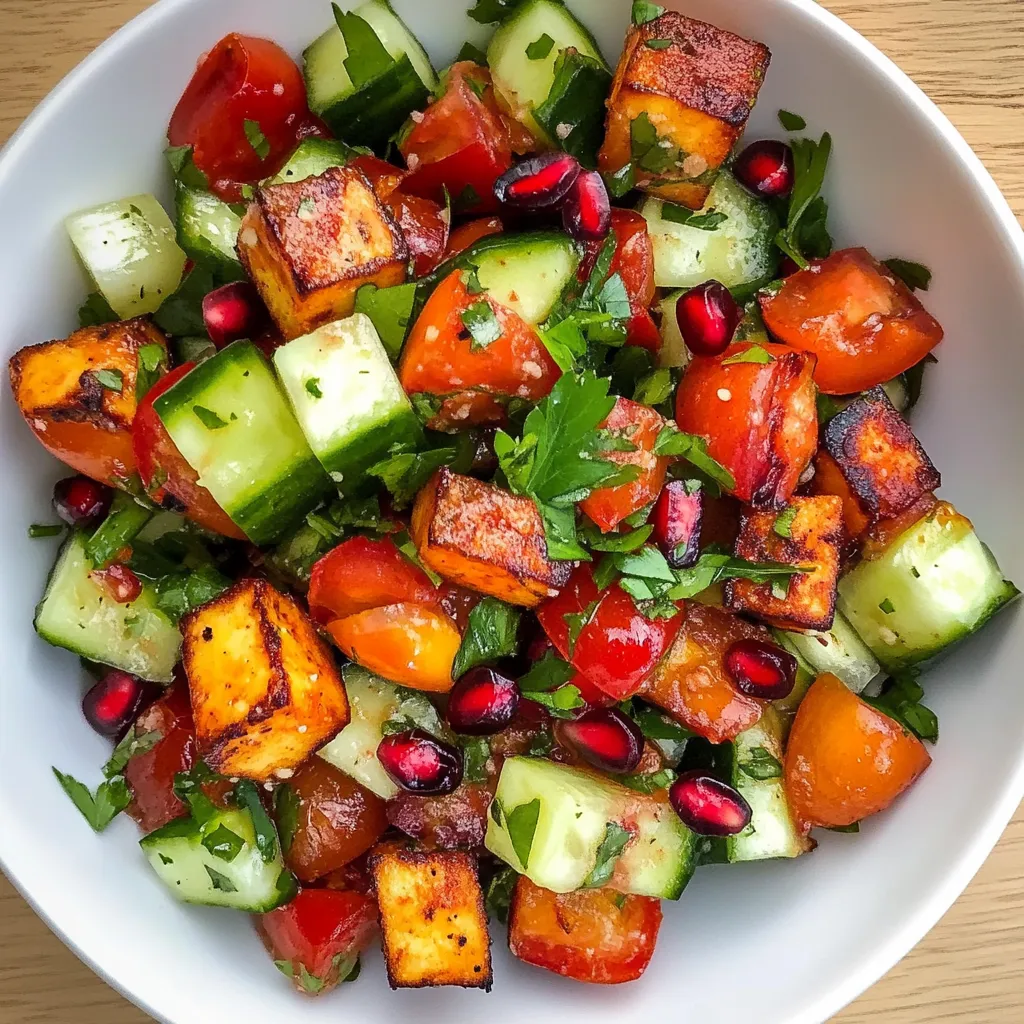 Colorida Ensalada de Halloumi con Granada
