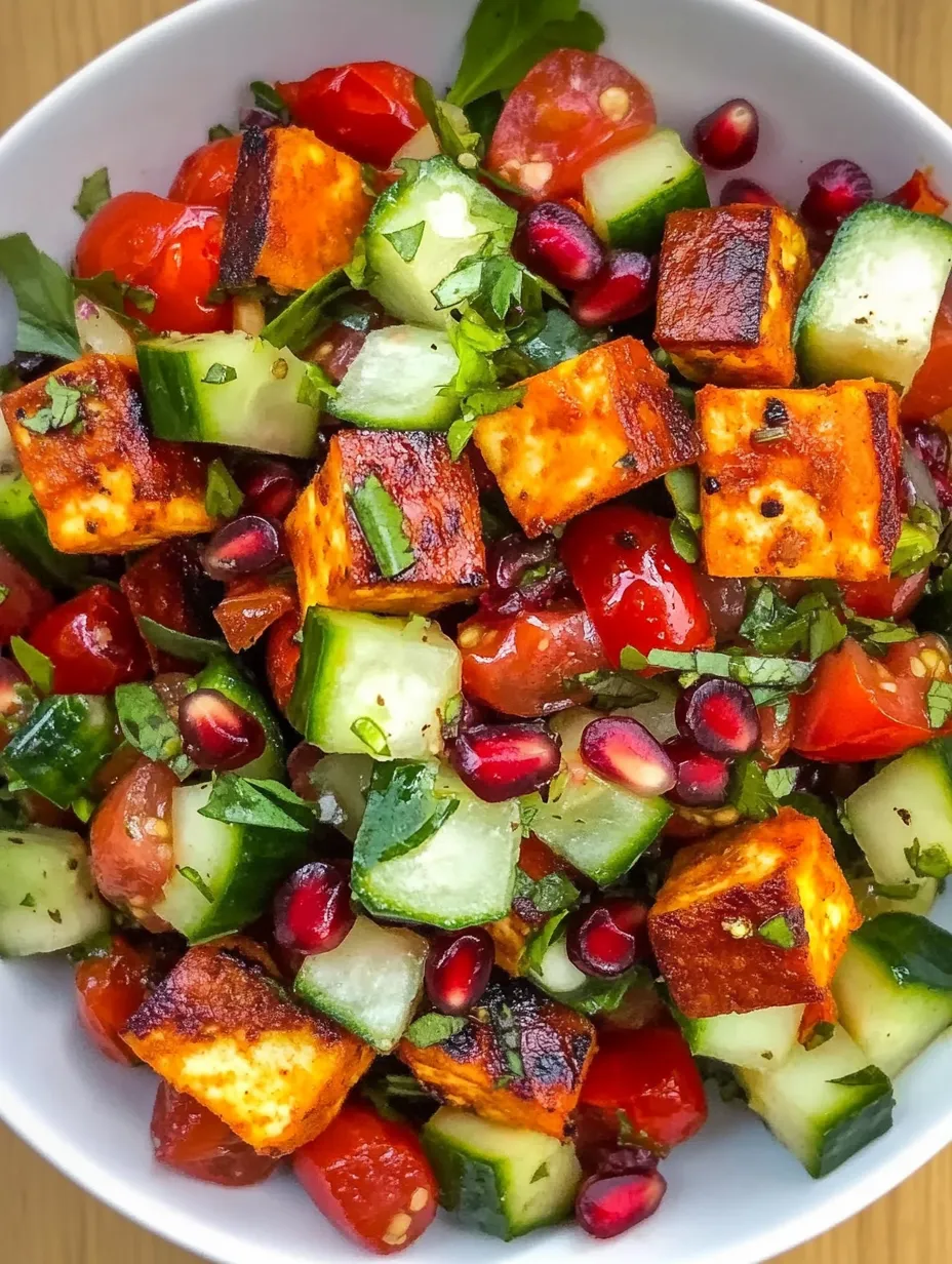 Ensalada colorida de halloumi con granada – Fresca, Crujiente y Aromática