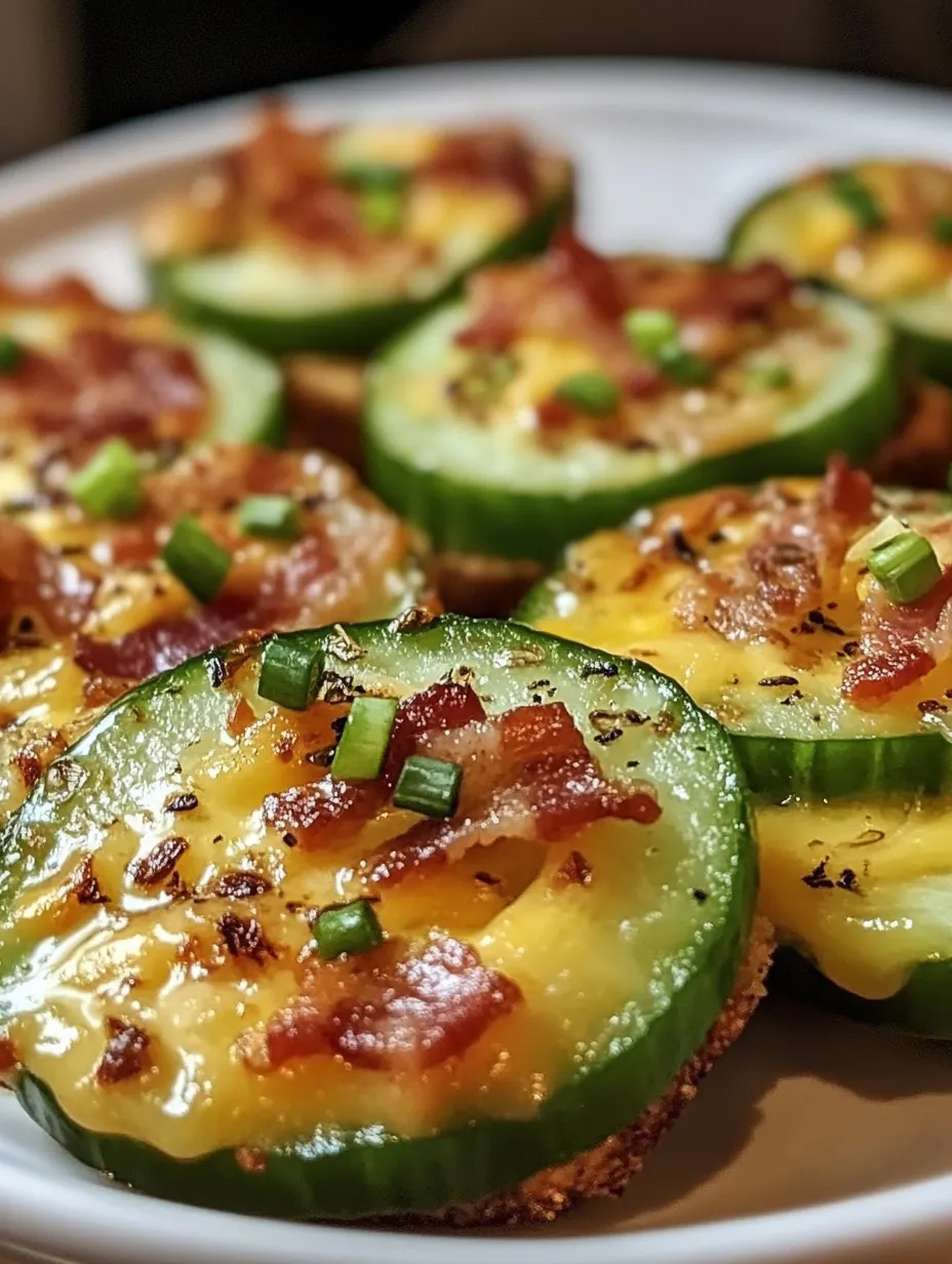 Bocaditos crujientes de pepino con queso y bacon
