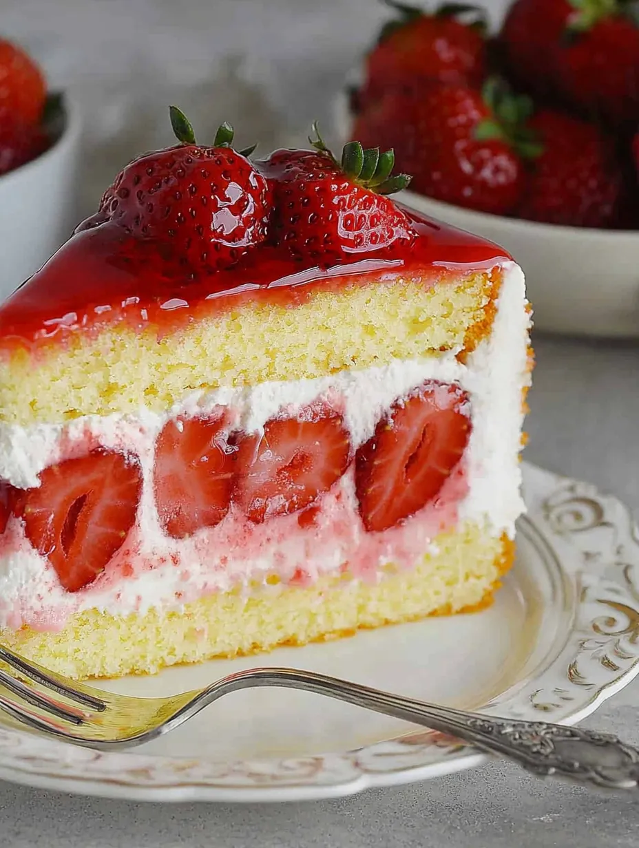 Sueño de fresas con bizcocho aireado y suave relleno de queso y nata