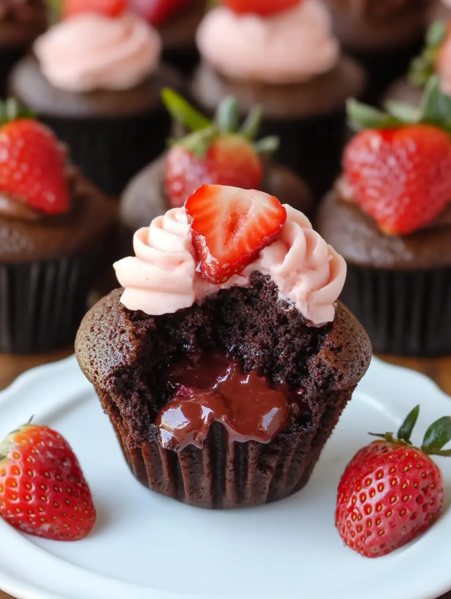 Receta de Cupcakes de Chocolate y Fresa
