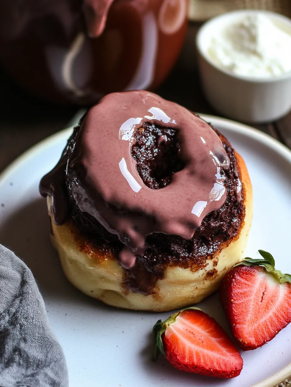 Rollos de Chocolate Fáciles con Glaseado de Queso Crema y Fresa