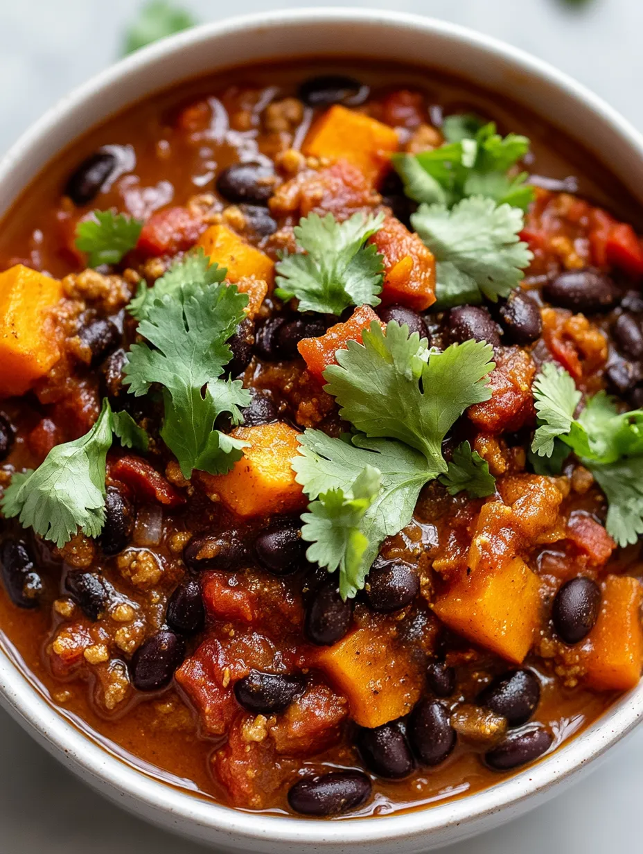 Chili casero de camote y frijoles negros