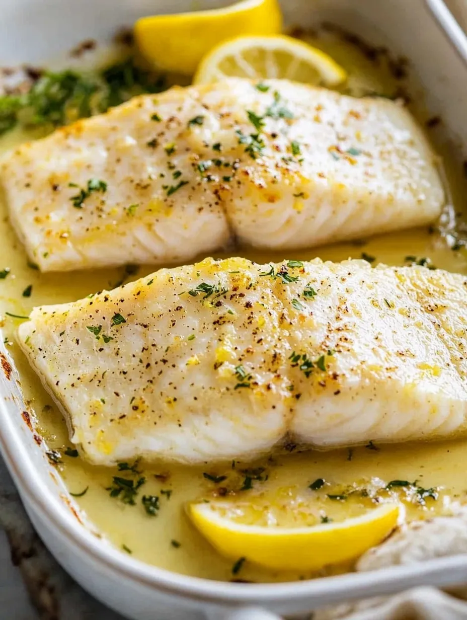 Bacalao al horno con mantequilla, ajo y limón hecho en casa