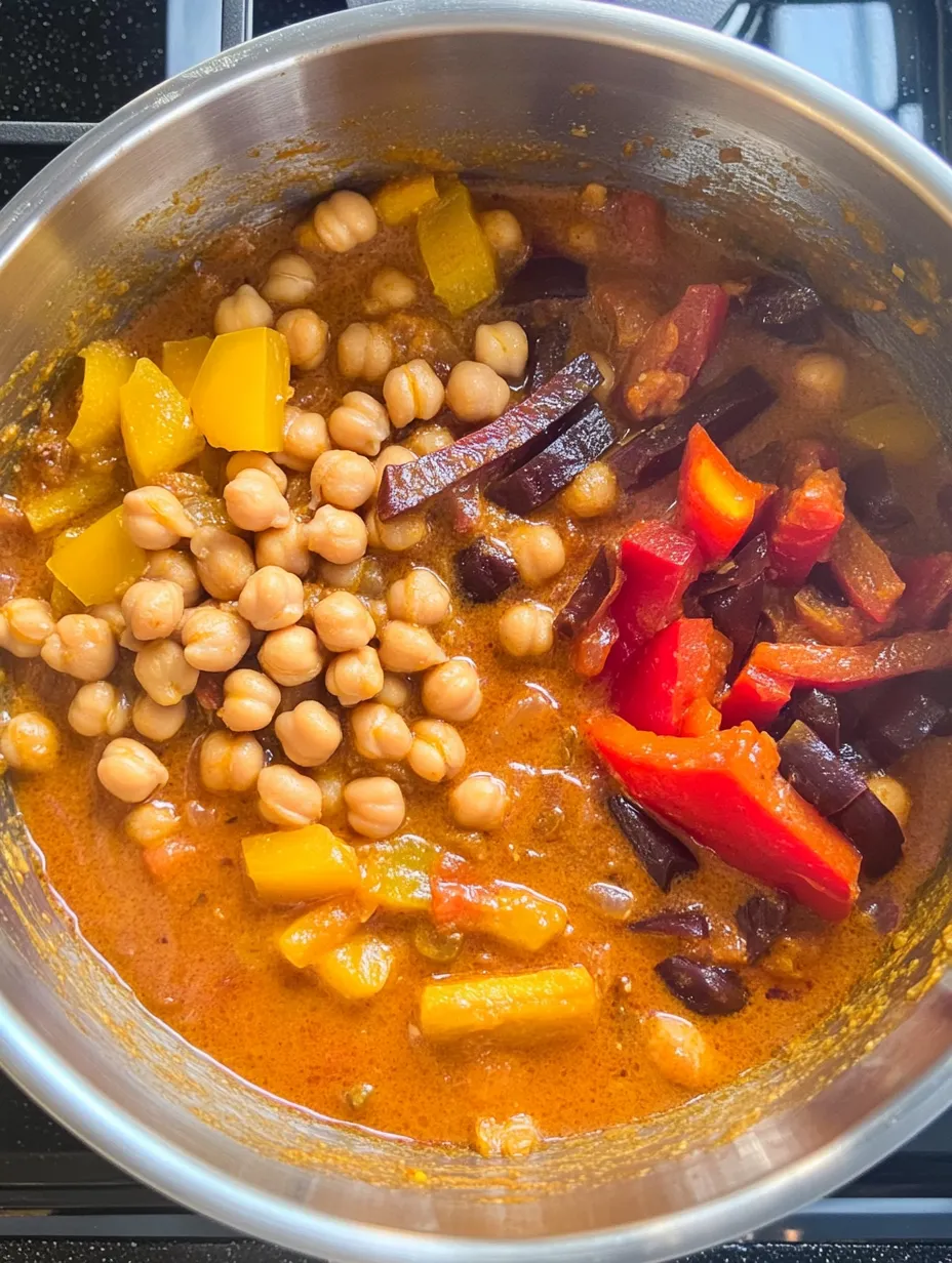Curry cremoso de pimientos con garbanzos – Sencillo y delicioso