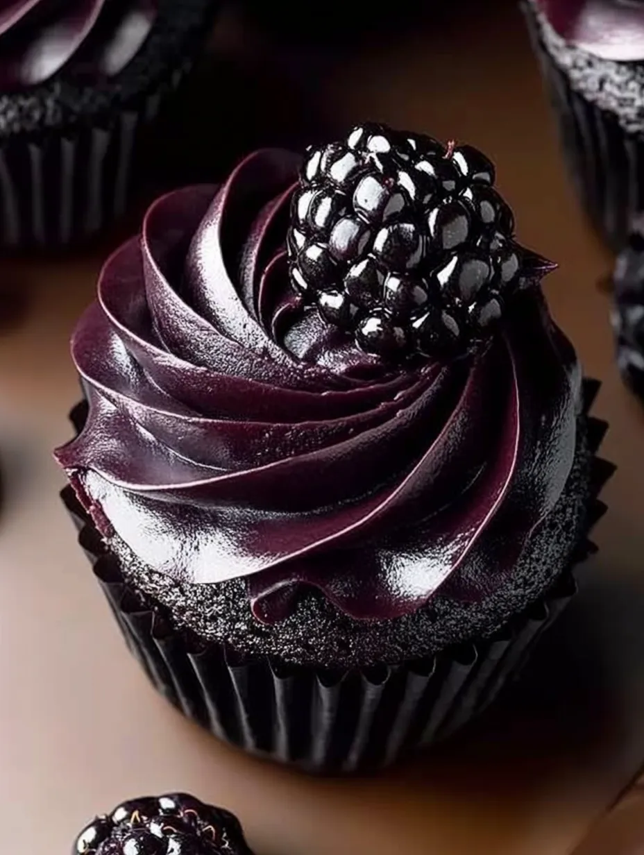 Cupcakes de Chocolate Oscuro y Moras