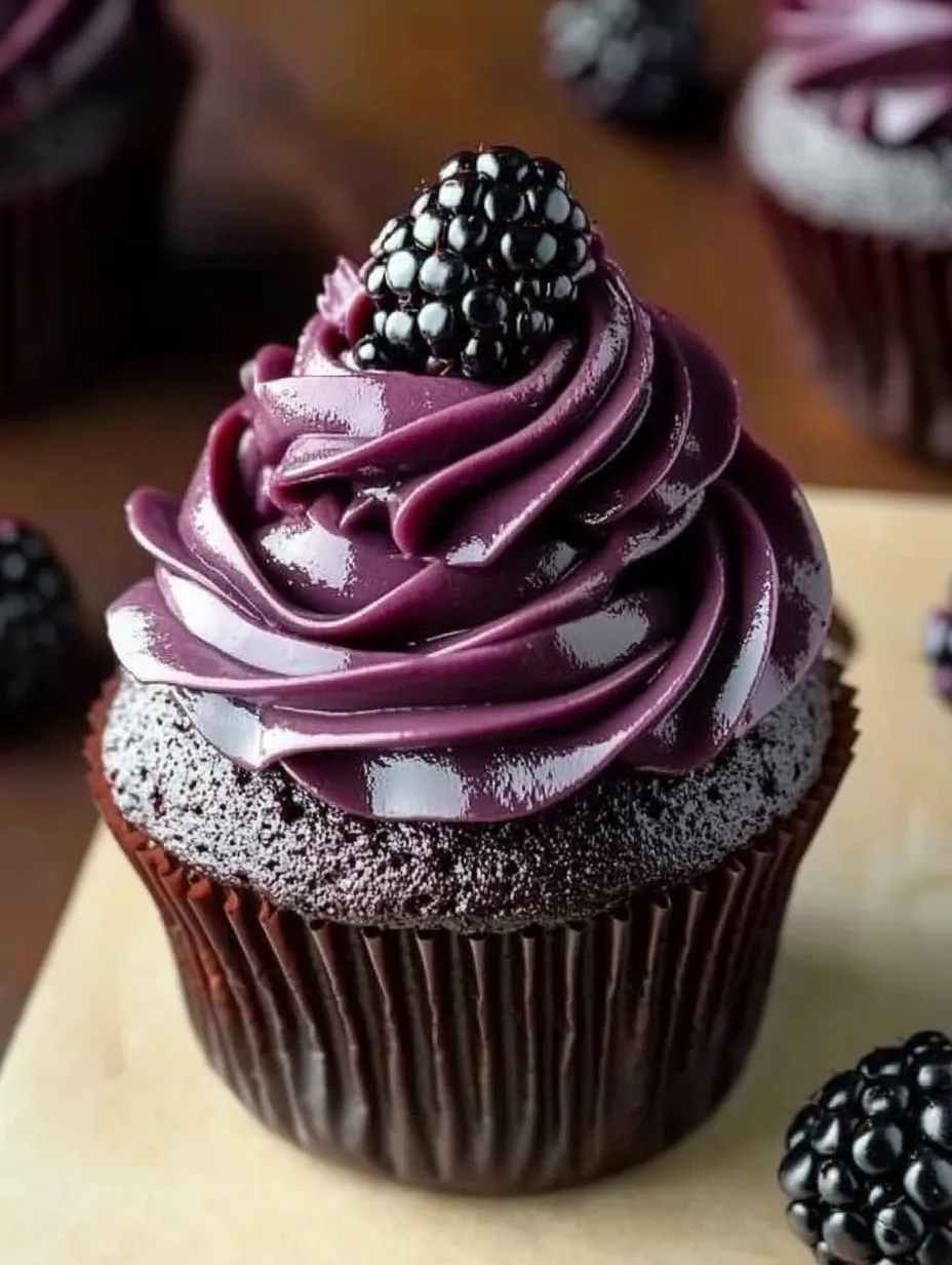 Cupcakes Fáciles de Chocolate Oscuro con Moras